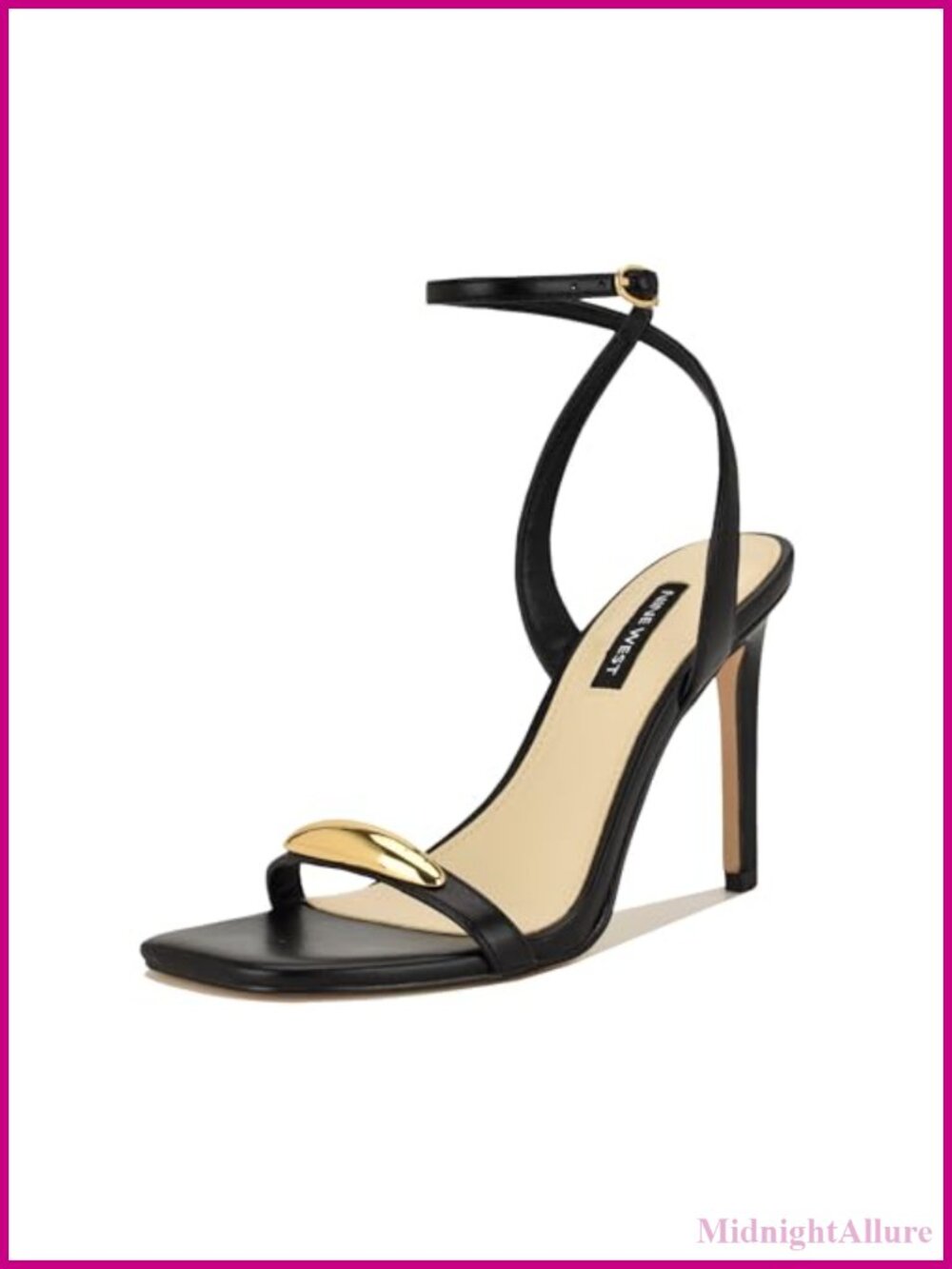 Nine West Props Faux Leather Square Toe Stiletto Heeled Sandals